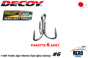 Decoy Y-S81 Treble Ağır Hizmet Üçlü İğne Gümüş #6 (6 Adet / Paket)