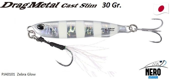Drag Metal Cast Slim Jig 30gr. PJA0101 / Zebra Glow