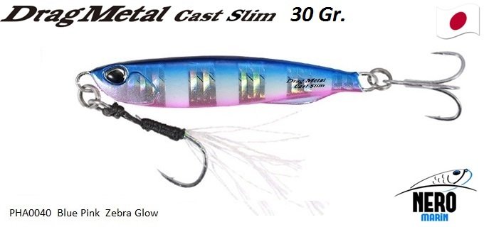 Drag Metal Cast Slim Jig 30gr. PHA0040 / Blue Pink Zebra Glow