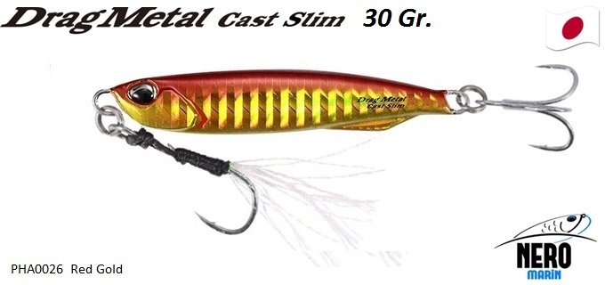 Drag Metal Cast Slim Jig 30gr. PHA0026 / Red Gold
