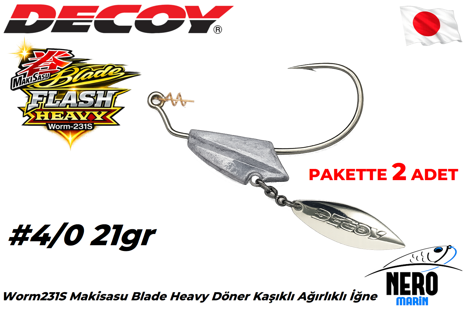 Decoy Worm231S Makisasu Blade Heavy Döner Kaşıklı Ağırlıklı İğne #4/0-21gr (2 Adet / Paket)