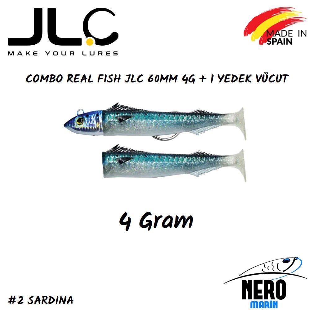 JLC Real Fish Combo 4gr. Kafa 60mm Vücut 2'li Paket #2 Sardina