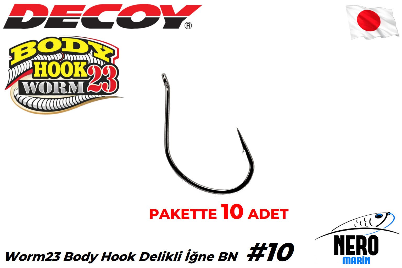 Decoy Worm23 Body Hook Delikli İğne BN #10 (10 Adet)