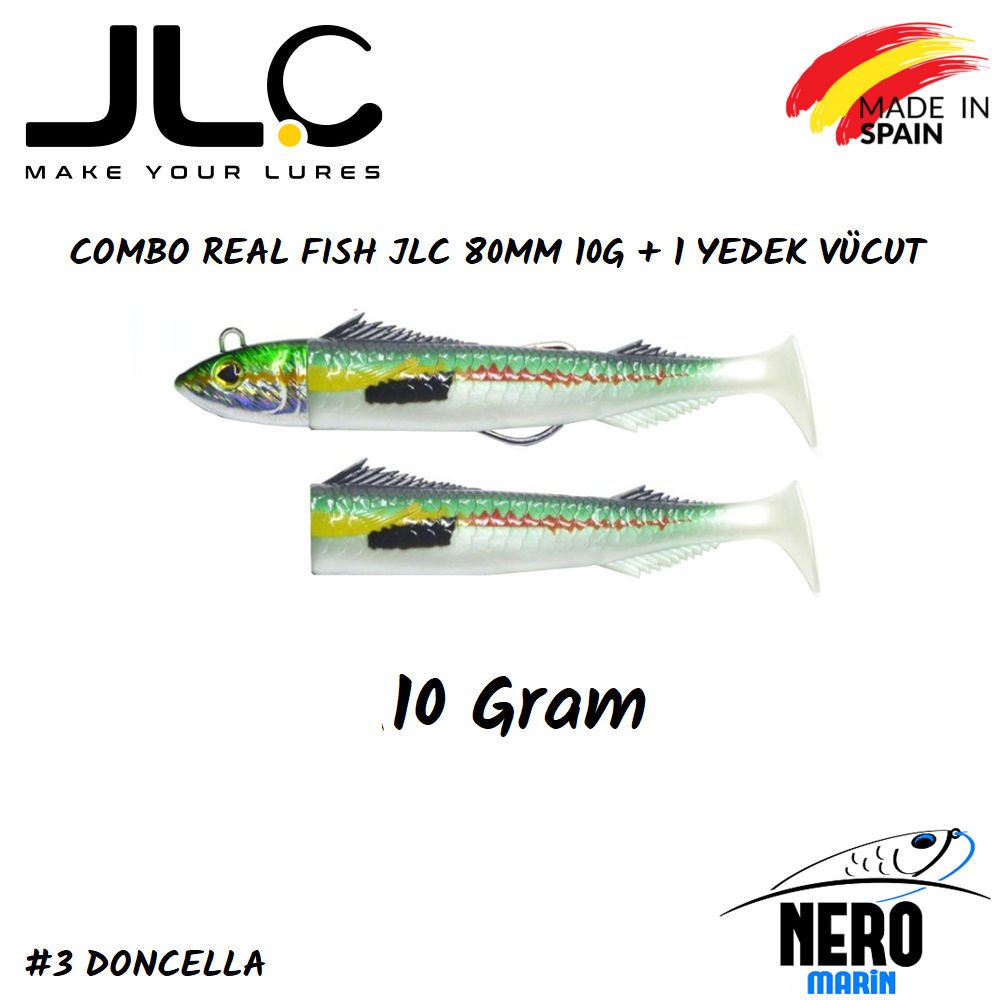 JLC Real Fish Combo 10gr. Kafa 80mm Vücut 2'li Paket #3 Doncella