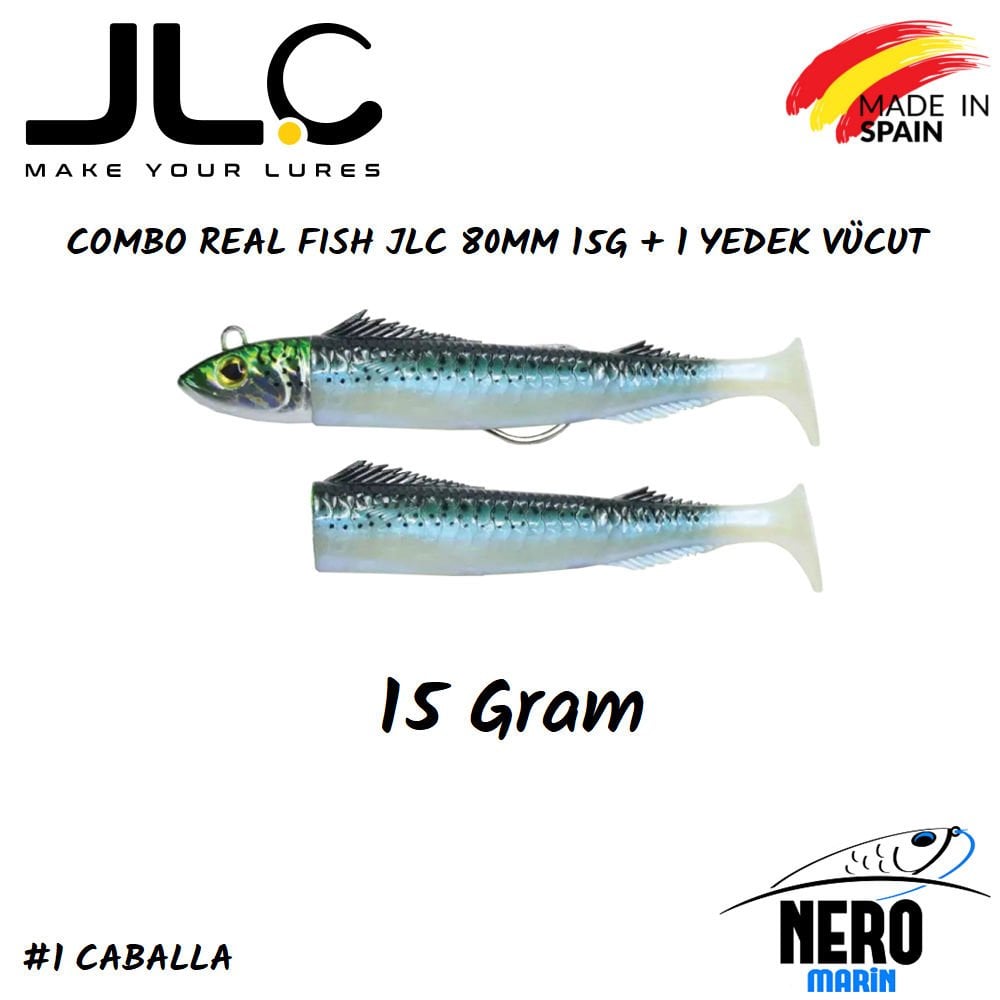 JLC Real Fish Combo 15gr. Kafa 80mm Vücut 2'li Paket #1 Caballa