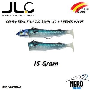JLC Real Fish Combo 15gr. Kafa 80mm Vücut 2'li Paket #2 Sardina