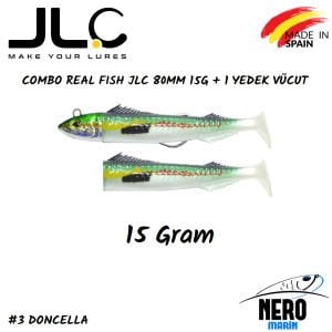 JLC Real Fish Combo 15gr. Kafa 80mm Vücut 2'li Paket #3 Doncella
