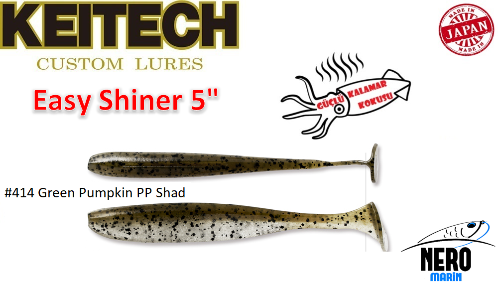 Keitech Easy Shiner 5'' #414 Green Pumpkin PP Shad