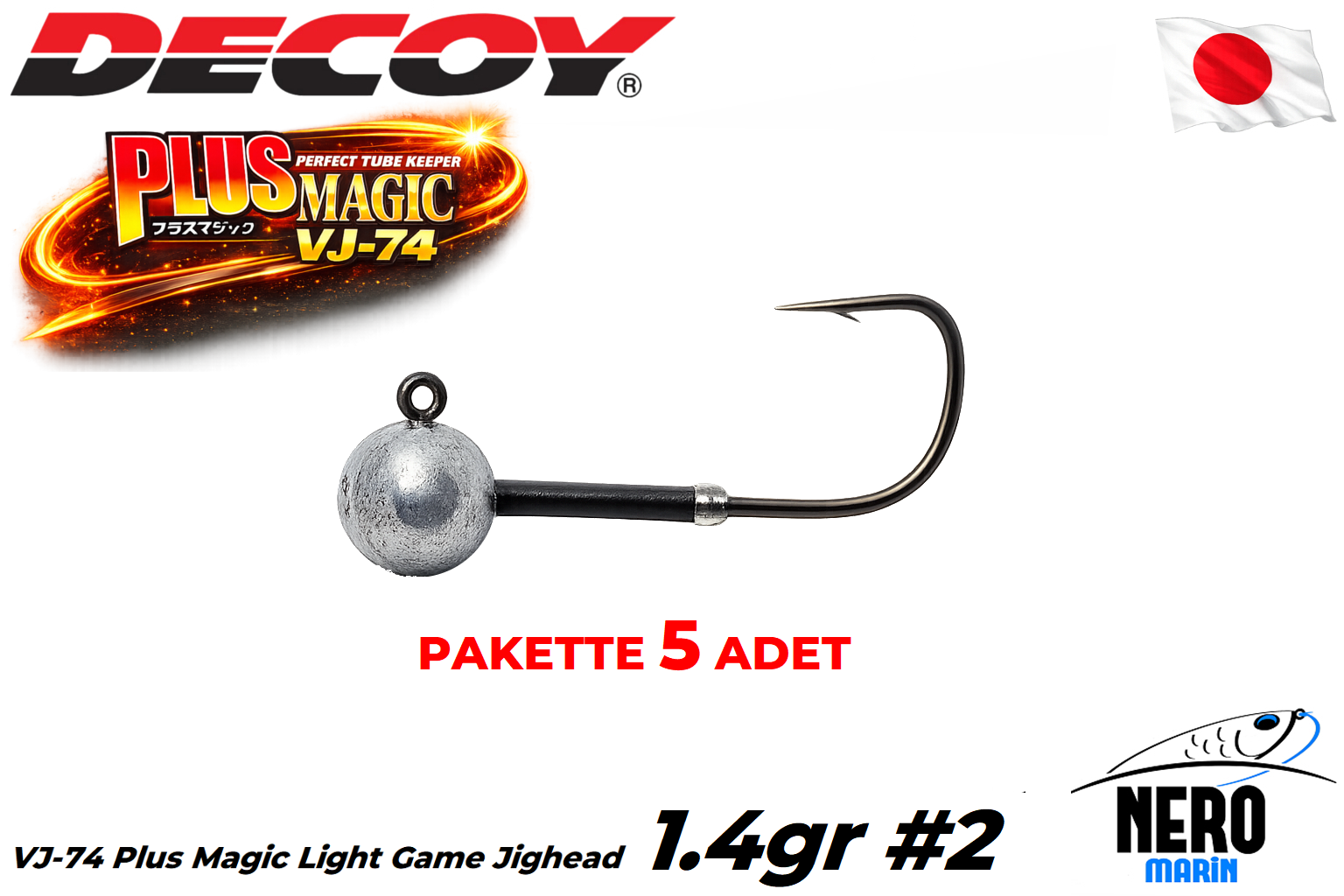 Decoy VJ-74 Plus Magic Light Game Jighead 1.4gr #2 (5 Adet / Paket)