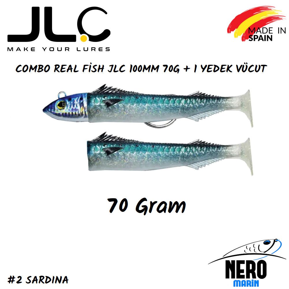 JLC Real Fish Combo 70gr. Kafa 100mm Vücut + 1 Yedek Vücut #2 Sardina