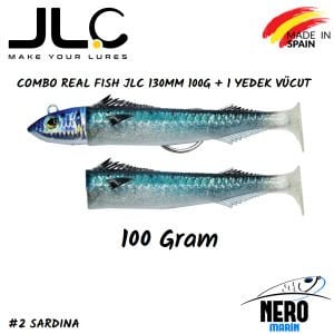 JLC Real Fish Combo 100gr. Kafa 130mm Vücut + 1 Yedek Vücut #2 Sardina