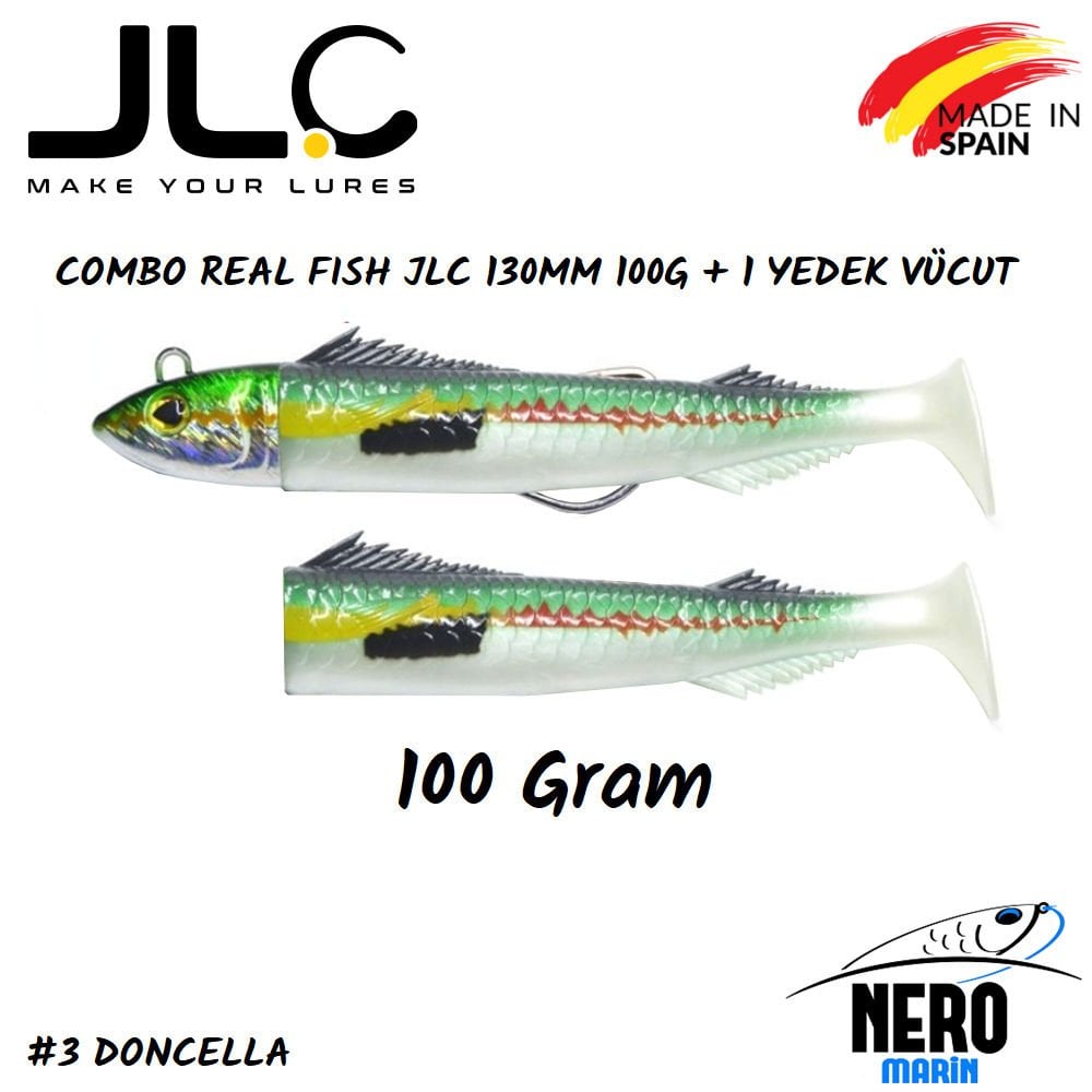 JLC Real Fish Combo 100gr. Kafa 130mm Vücut + 1 Yedek Vücut #3 Doncella