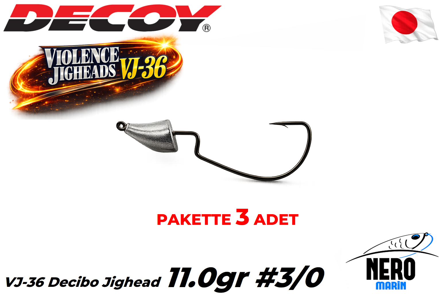 Decoy VJ-36 Decibo Jighead #3/0 11.0gr (3 Adet / Paket)