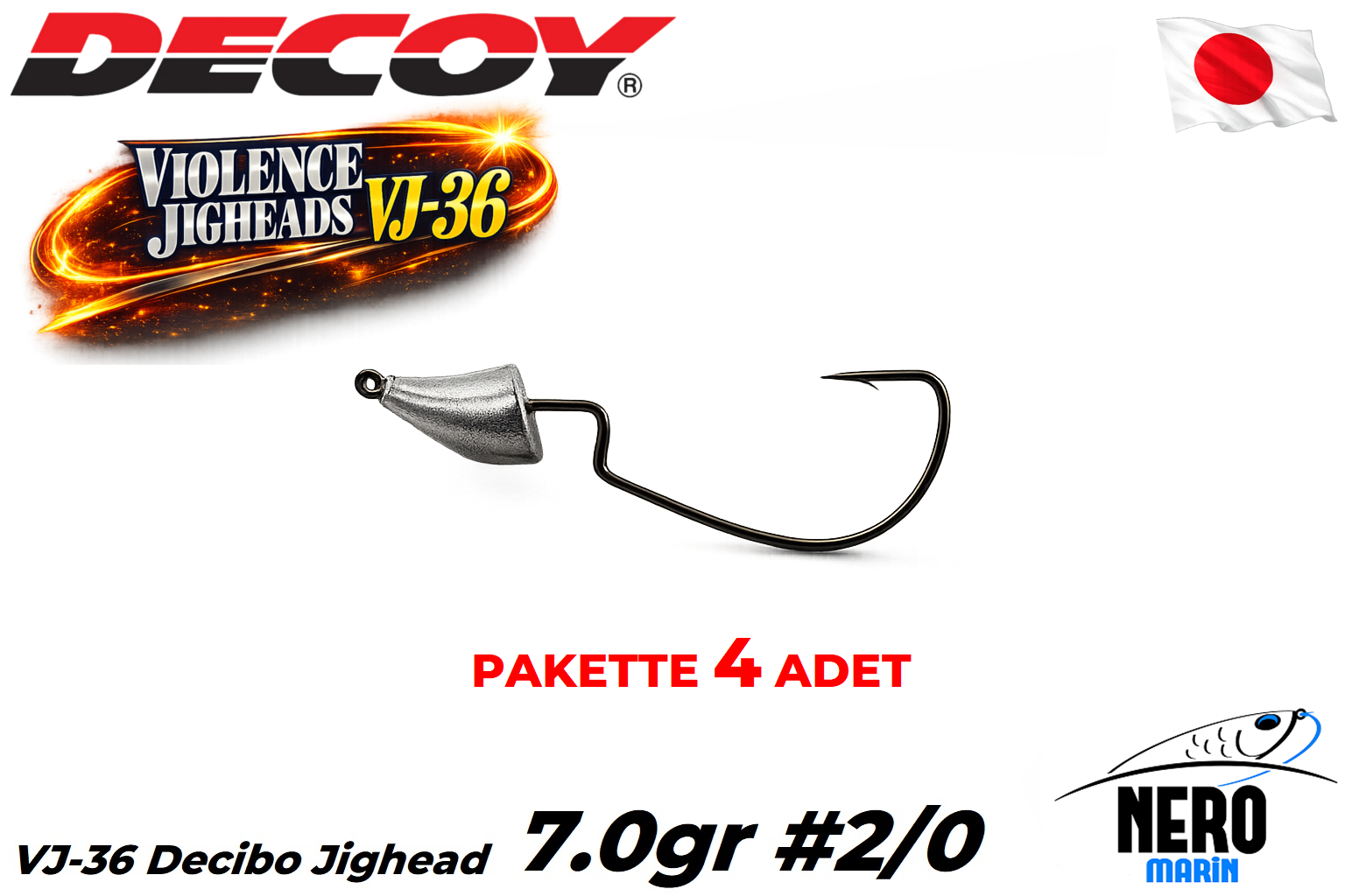 Decoy VJ-36 Decibo Jighead #2/0 7.0gr (4 Adet / Paket)