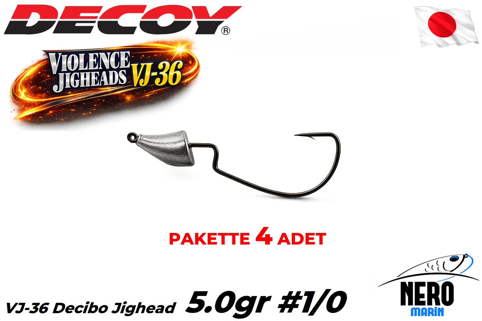 Decoy VJ-36 Decibo Jighead #1/0 5.0gr (4 Adet / Paket)