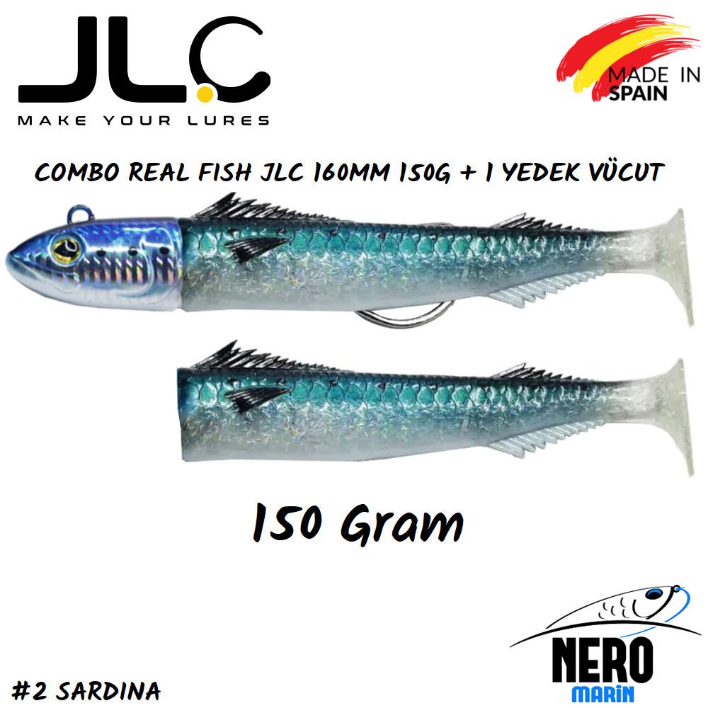 JLC Real Fish Combo 150gr. Kafa 160mm Vücut + 1 Yedek Vücut #2 Sardina