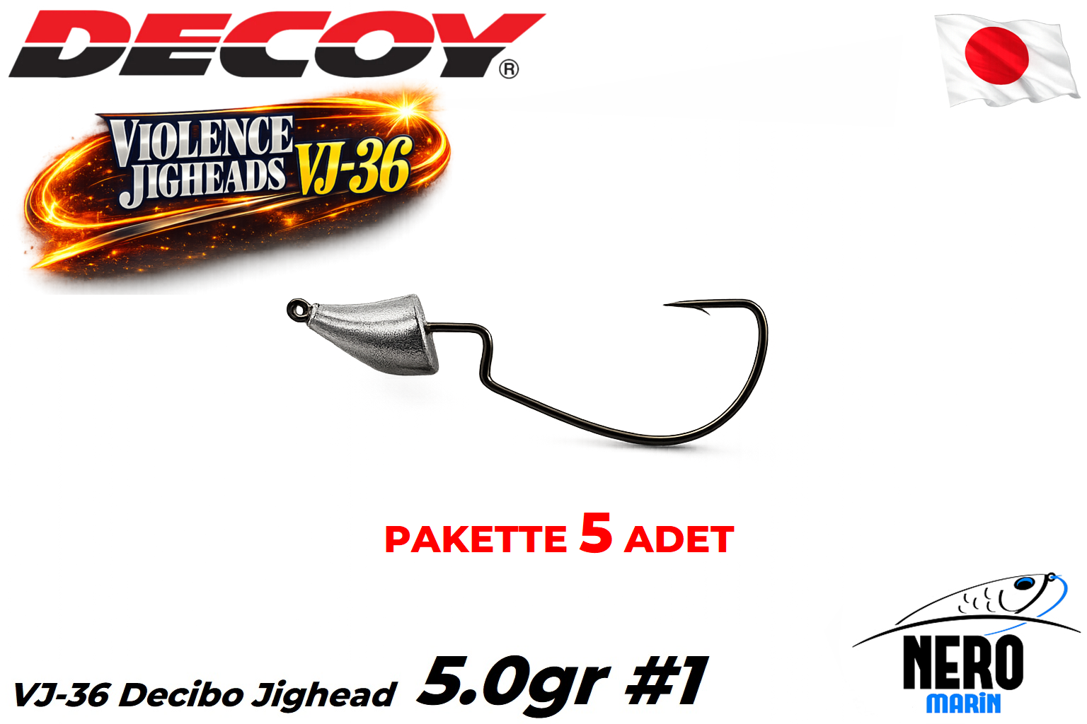 Decoy VJ-36 Decibo Jighead #1-5.0gr (5 Adet / Paket)