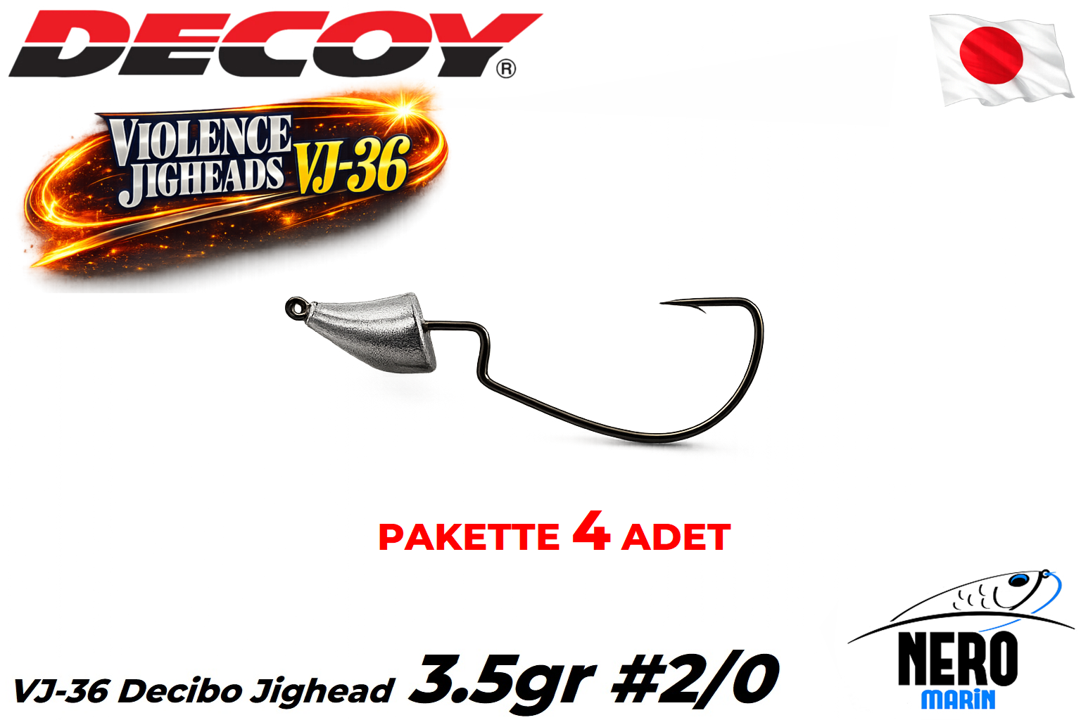Decoy VJ-36 Decibo Jighead #2/0 3.5gr (4 Adet / Paket)