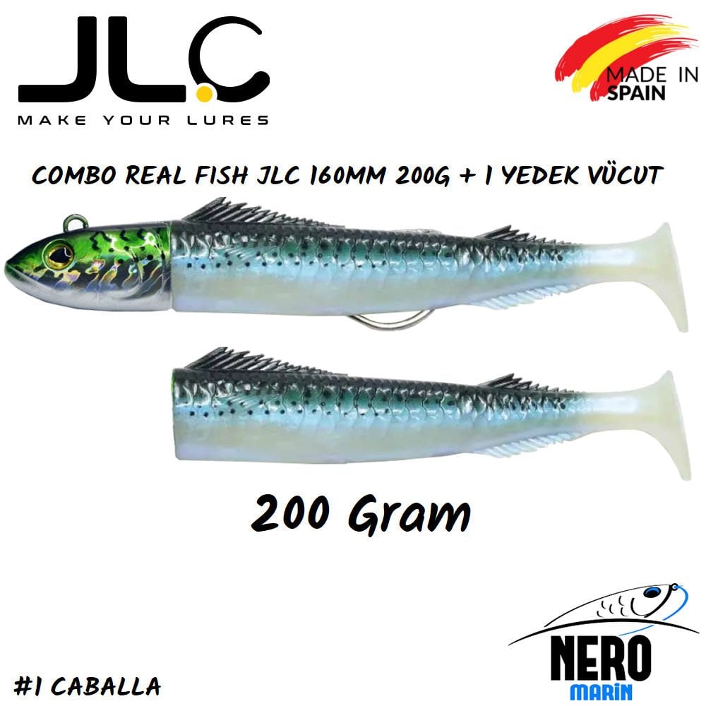 JLC Real Fish Combo 200gr. Kafa 160mm Vücut + 1 Yedek Vücut #1 Caballa