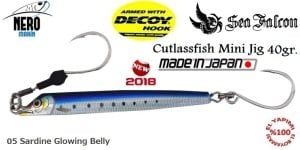 Sea Falcon Cutlass Fish Jig Mini 40gr. 05 Sardine Glowing Belly