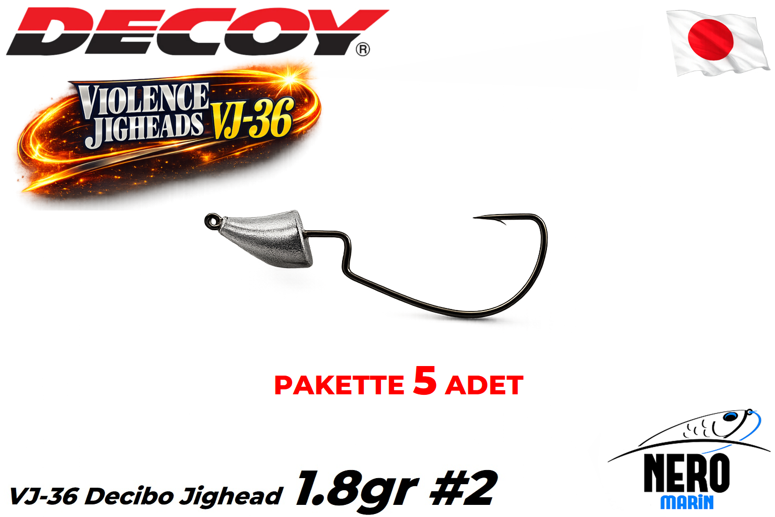 Decoy VJ-36 Decibo Jighead  #2-1.8gr (5 Adet / Paket)