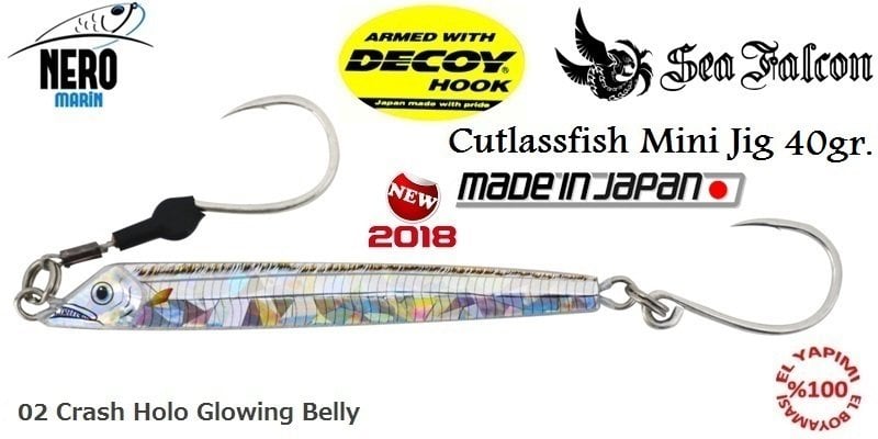 Sea Falcon Cutlass Fish Jig Mini 40gr. 02 Crash Holo Glowing Belly
