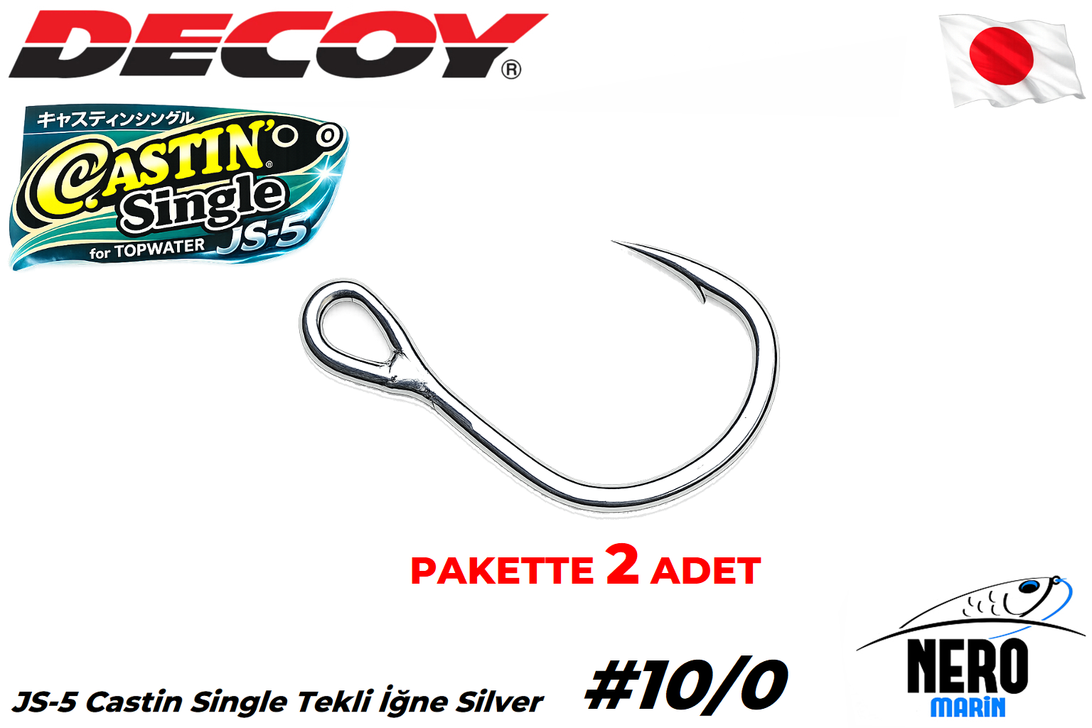 Decoy JS-5 Castin Single Tekli İğne Silver #10/0 (2 Adet / Paket)