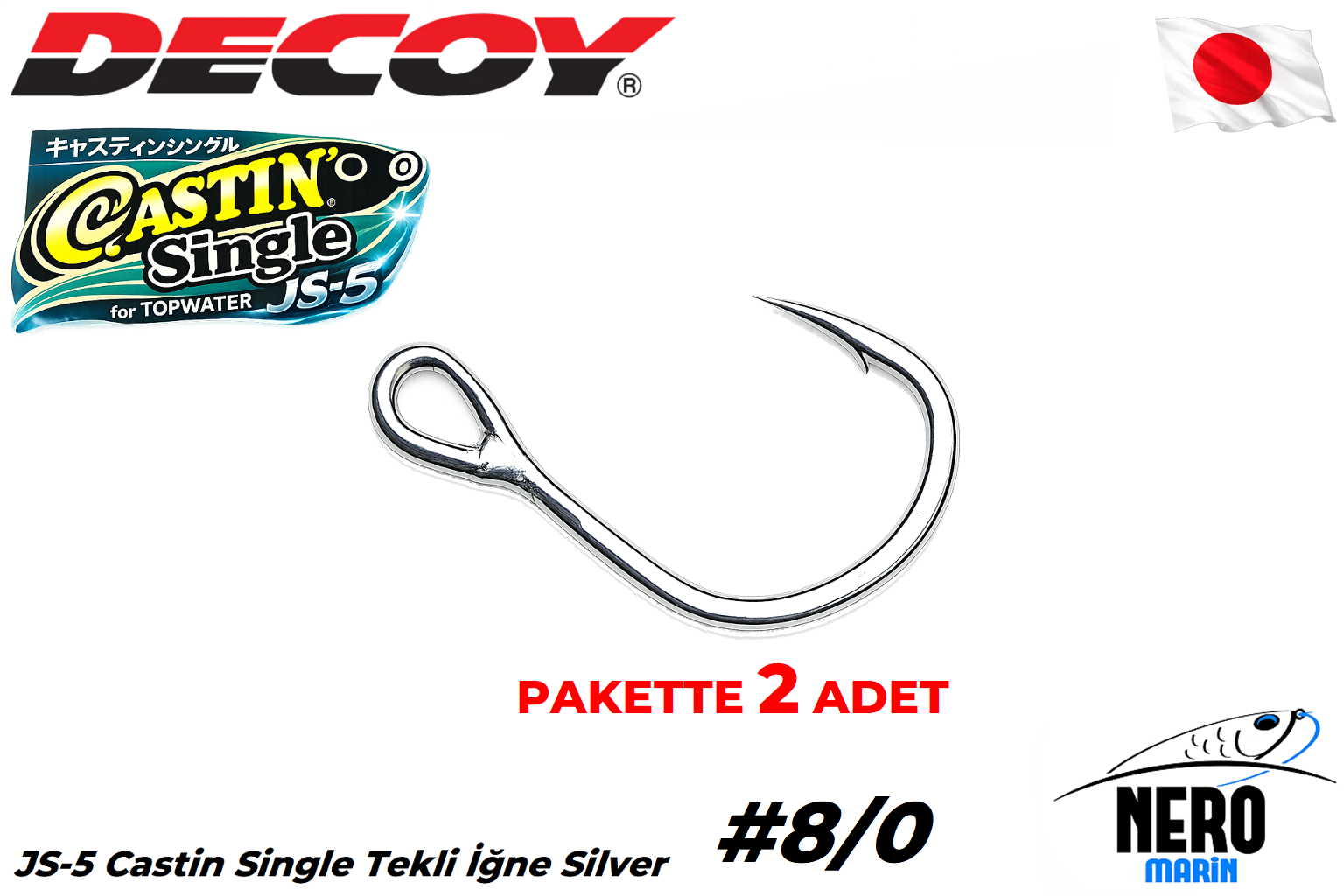 Decoy JS-5 Castin Single Tekli İğne Silver #8/0 (2 Adet / Paket)