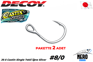 Decoy JS-5 Castin Single Tekli İğne Silver #8/0 (2 Adet / Paket)