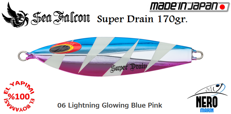 Sea Falcon Super Drain Jig 170gr. 06 Lightning Glowing Blue Pink