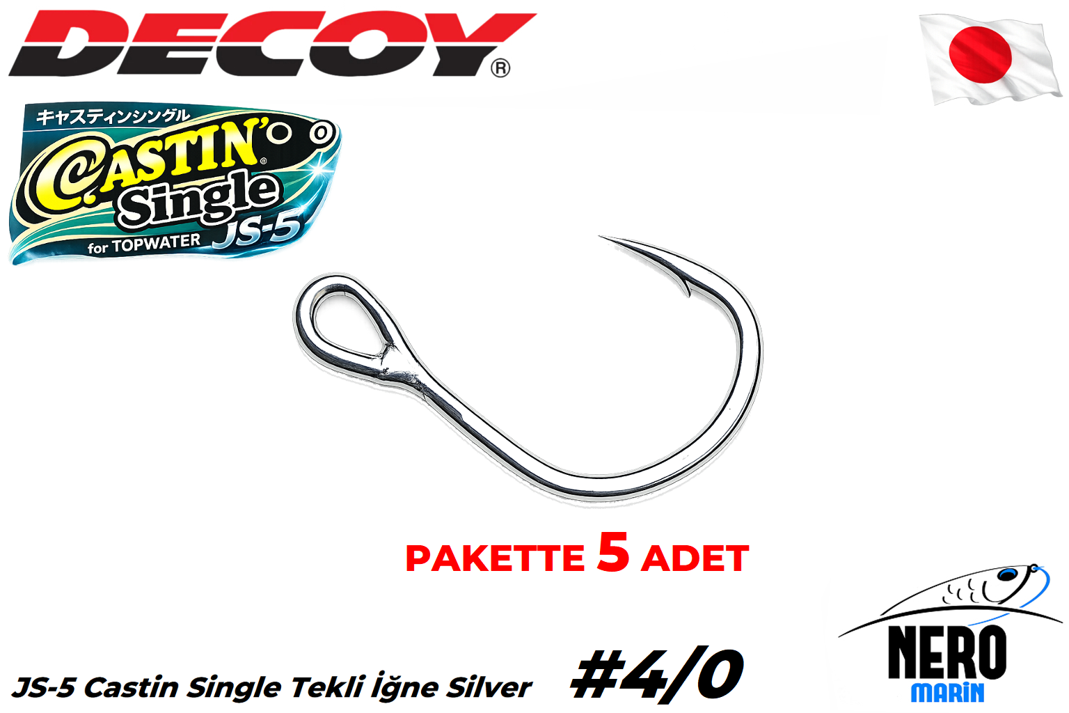 Decoy JS-5 Castin Single Tekli İğne Silver #4/0 (5 Adet / Paket)
