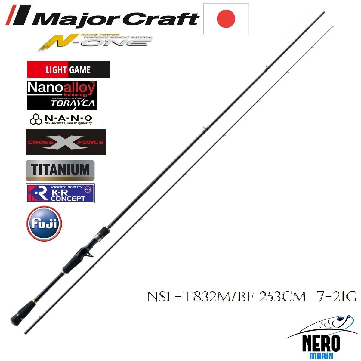 MC N-One NSL-T832M/BF Light Spin Kamış Bait Casting Tubular Uç 253cm 7-21g