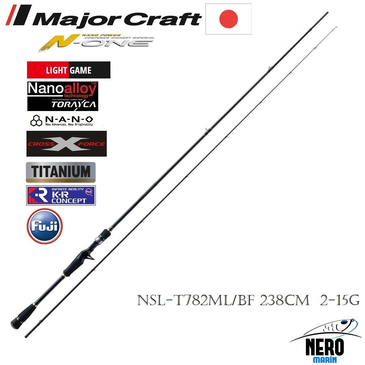 MC N-One NSL-T782ML/BF Light Spin Kamış Bait Casting Tubular Uç 238cm 2-15g