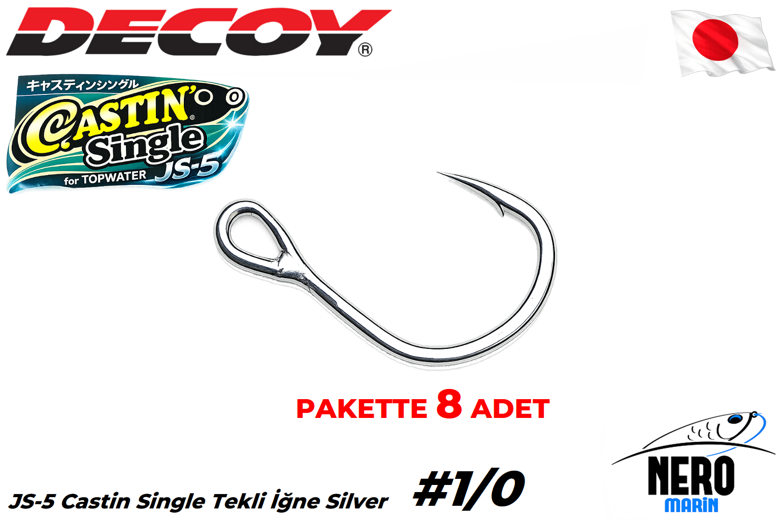 Decoy JS-5 Castin Single Tekli İğne Silver #1/0 (8 Adet / Paket)