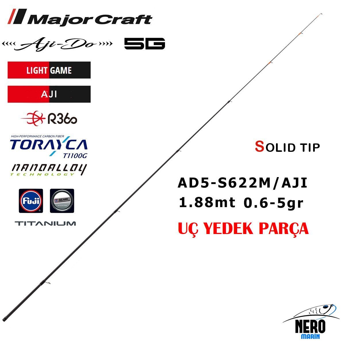MC 5g Yedek Uç Parça Ajido Aji Kamış AD5-S622M/Aji 188cm 0.6-5g Yedek Uç Parça