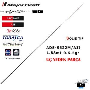 MC 5g Yedek Uç Parça Ajido Aji Kamış AD5-S622M/Aji 188cm 0.6-5g Yedek Uç Parça
