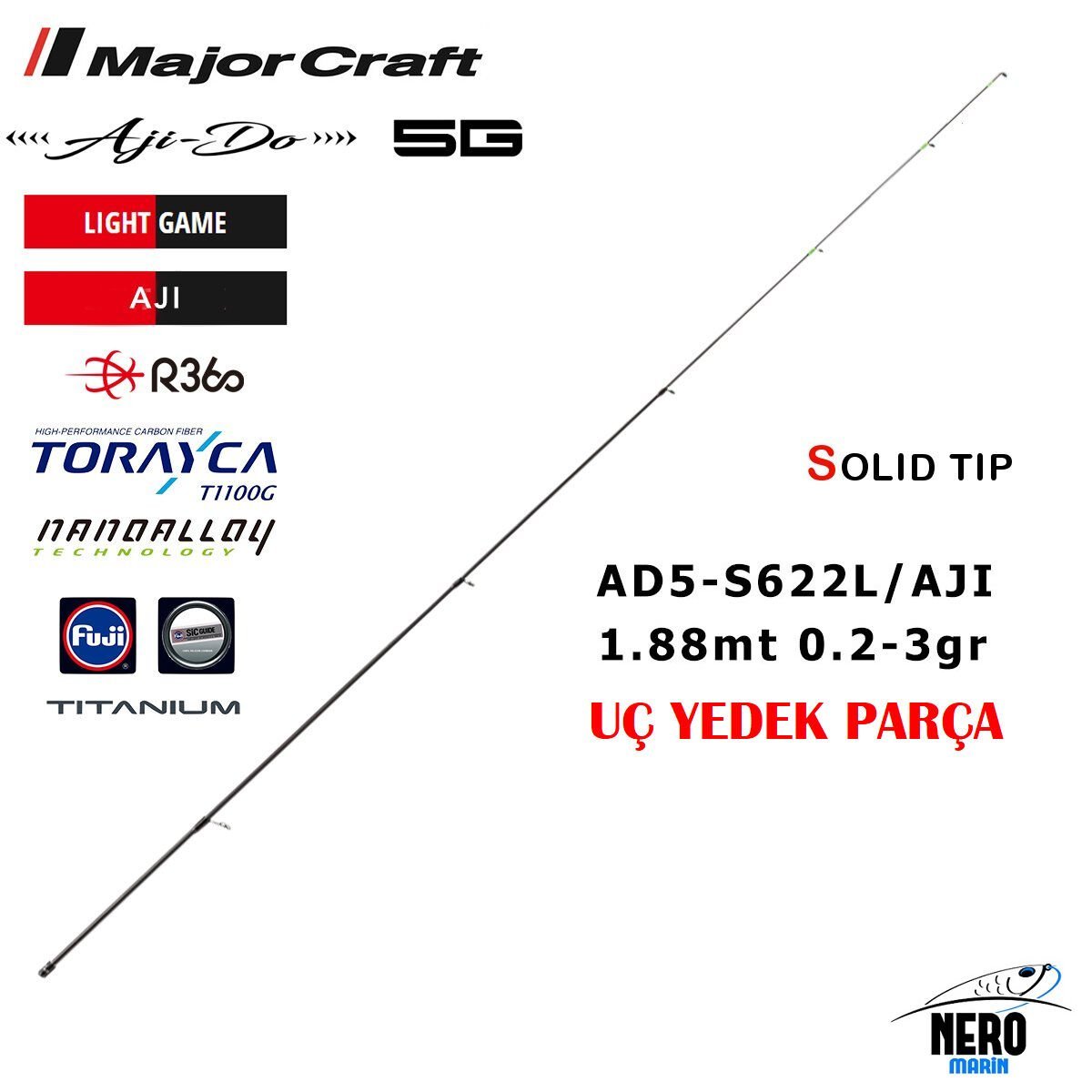 MC 5g Yedek Uç Parça Ajido Aji Kamış AD5-S622L/Aji 188cm 0.2-3g Yedek Uç Parça