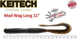 Keitech Mad Wag Long 11'' #207 Green Pumpkin PP. Blue