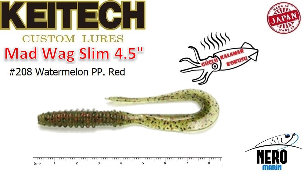 Keitech Mad Wag Slim 4.5'' #208 Watermelon PP. Red