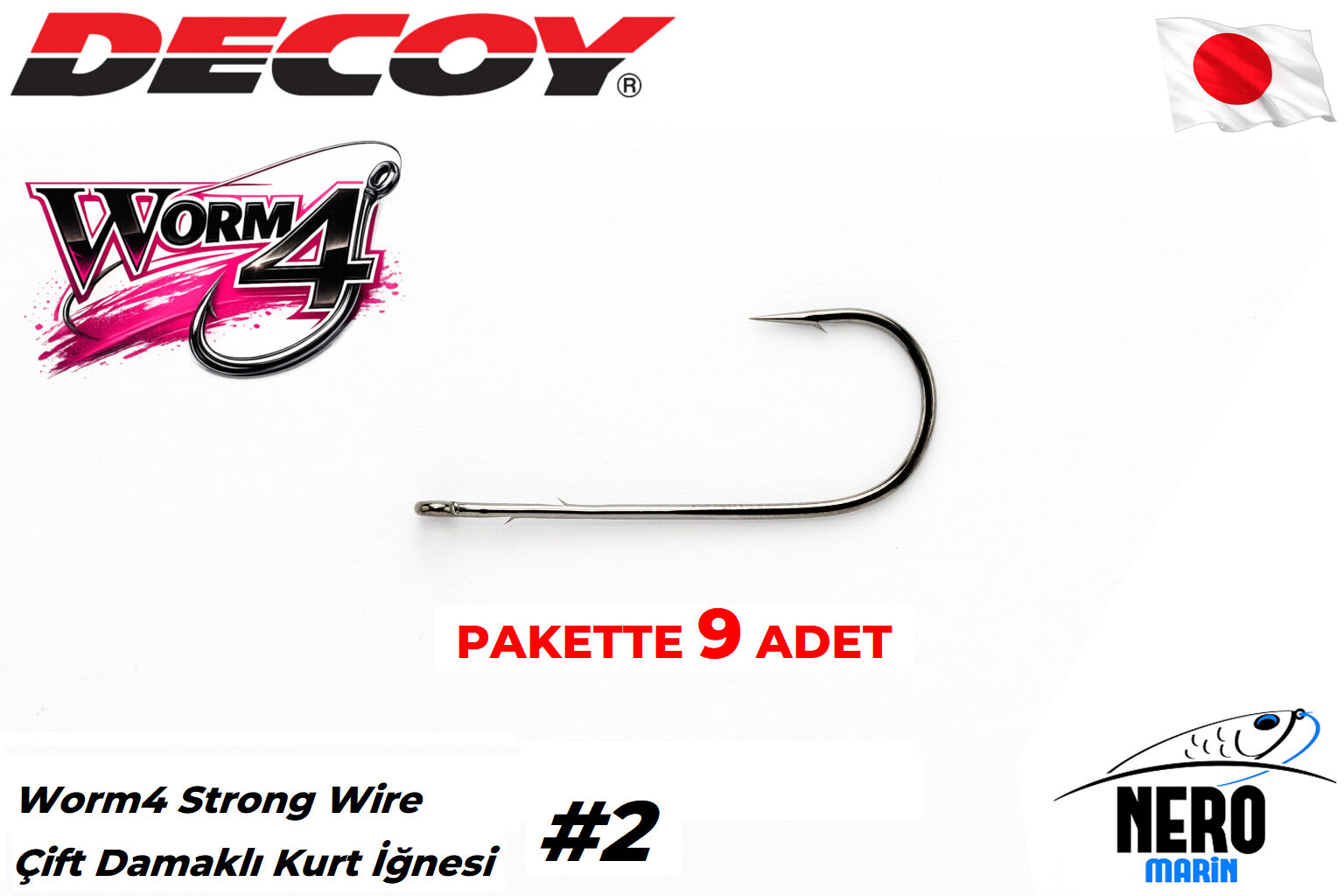 Decoy Worm4 Strong Wire Çift Damaklı Kurt İğnesi #1 (9 Adet/Paket)