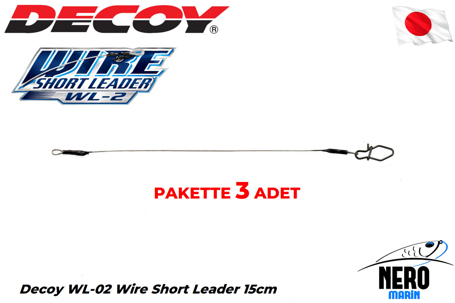 Decoy WL-02 Wire Short Leader 15cm (3 Adet/Paket)