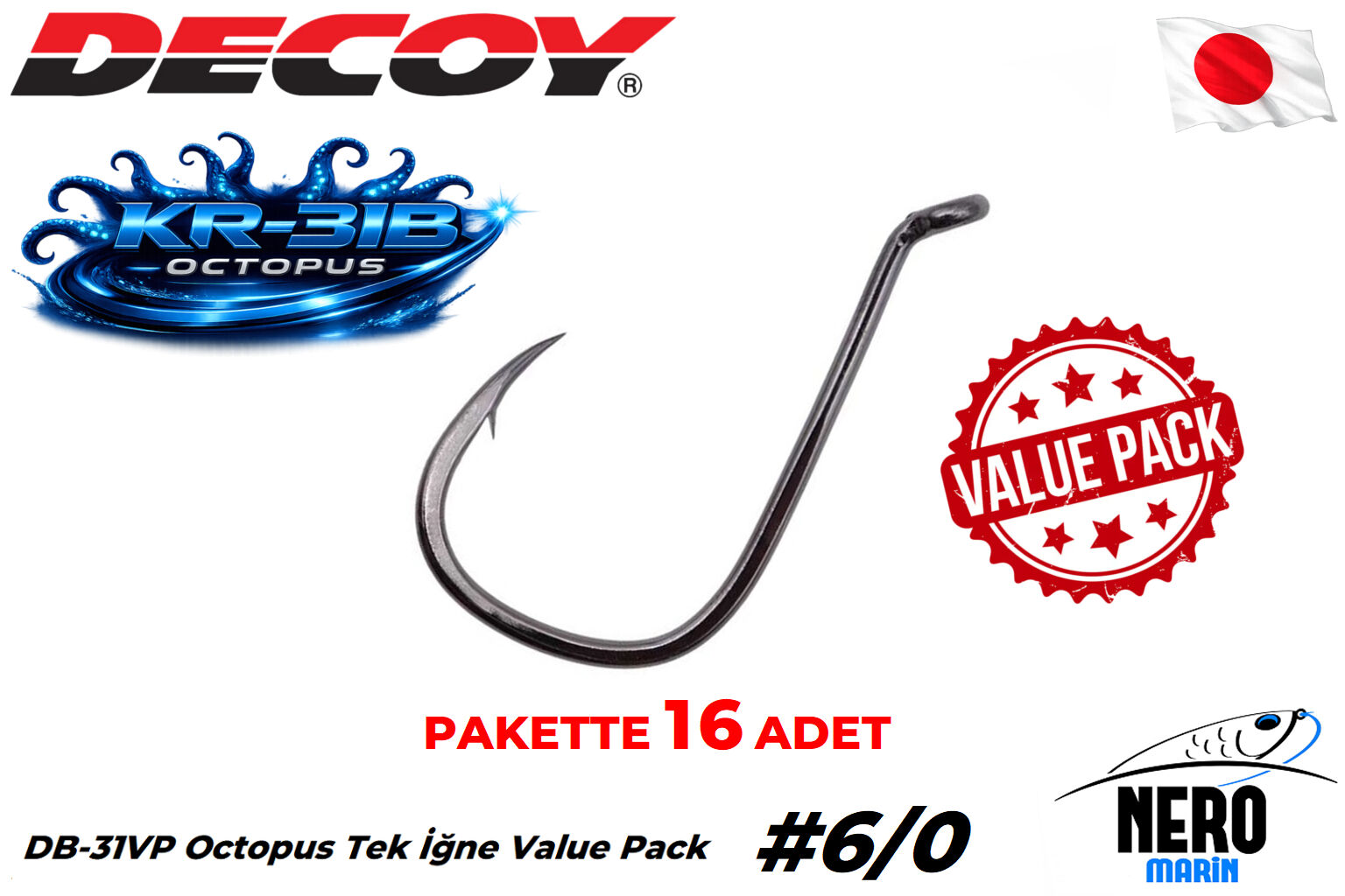 Decoy DB-31VP Octopus Value Pack Çoklu Paket #6/0 (16 Adet/Paket)