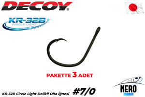 Decoy KR-32B Circle Light Delikli Circle Olta İğnesi BN  #7/0 (3 Adet/Paket)