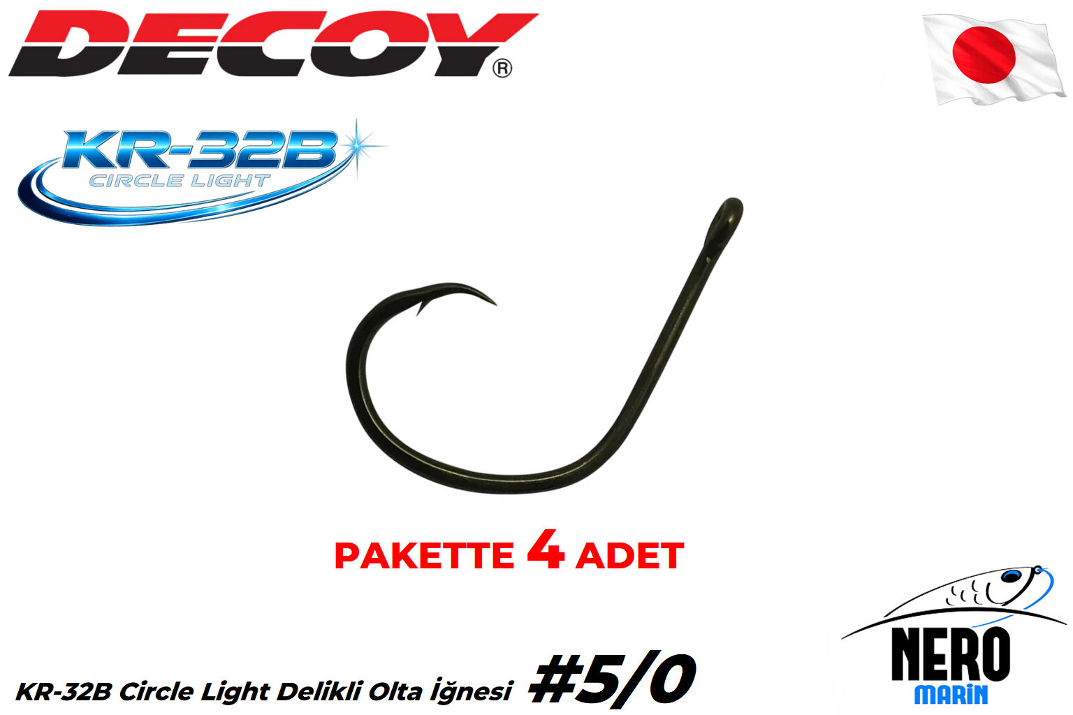 Decoy KR-32B Circle Light Delikli Circle Olta İğnesi BN  #5/0 (4 Adet/Paket)