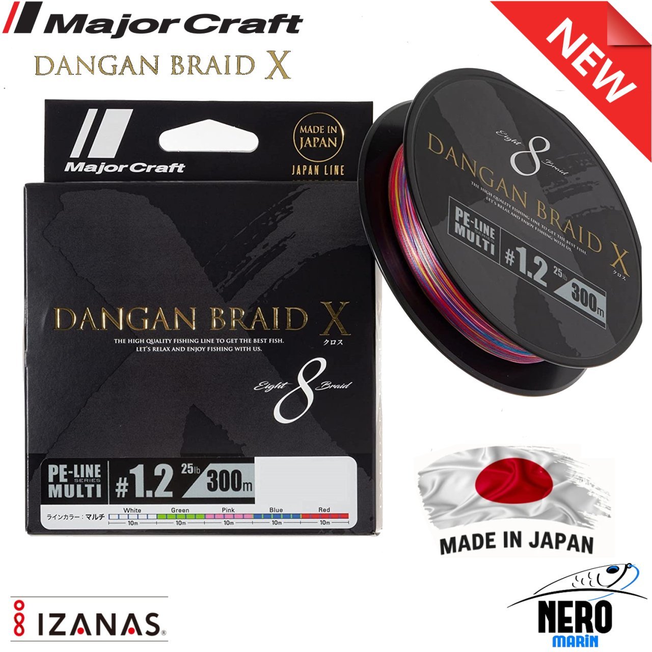 MC Dangan X Braid İp DBX8 PE 1.2 300 metre Multi Color