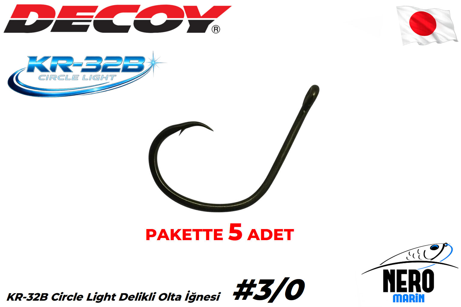 Decoy KR-32B Circle Light Delikli Circle Olta İğnesi BN  #3/0 (5 Adet/Paket)