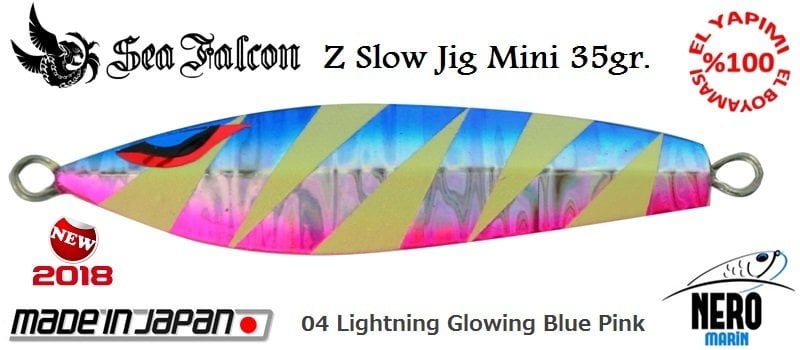Sea Falcon Z Slow Mini Jig 35gr. 04 Lightning Glowing Blue Pink