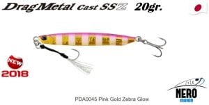 Drag Metal Cast Super Slim SSZ Jig 20Gr. PJA0045 Pink Gold Zebra Glow