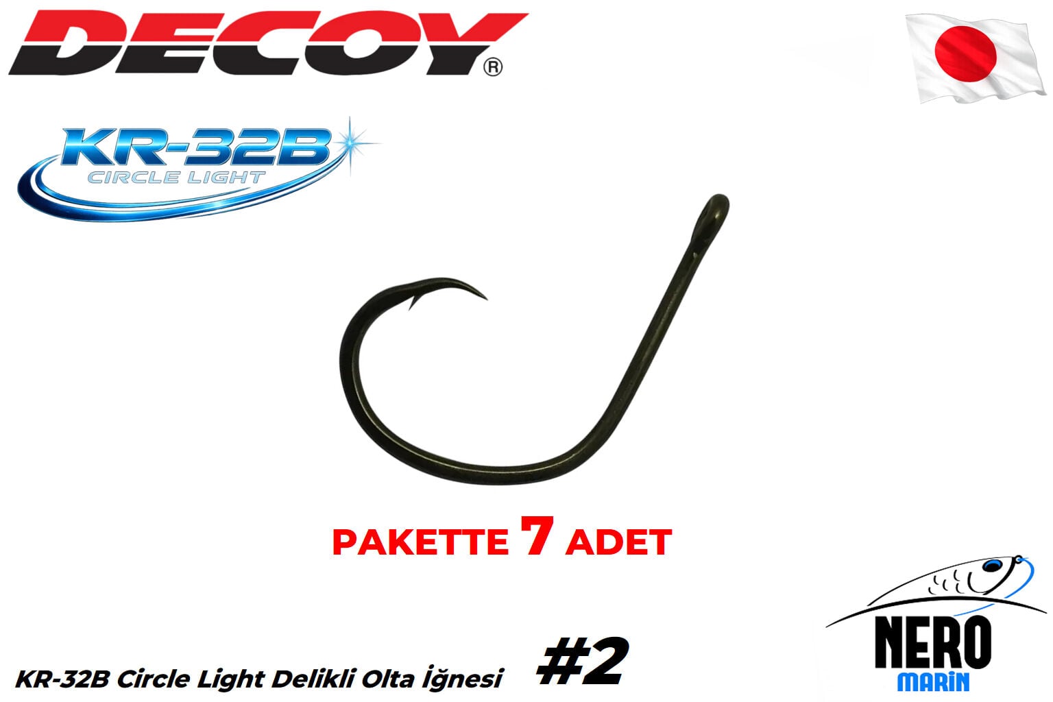 Decoy KR-32B Circle Light Delikli Circle Olta İğnesi BN  #2 (7 Adet/Paket)
