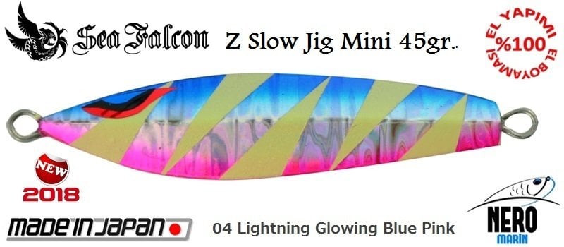 Sea Falcon Z Slow Mini Jig 45gr. 04 Lightning Glowing Blue Pink